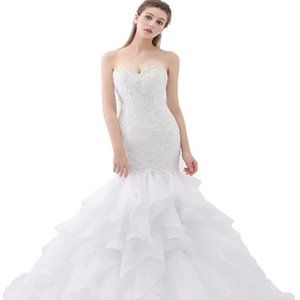 Strapless Mermaid Sweetheart Wedding Gown with Lace Bodice-Brand New-Never Worn